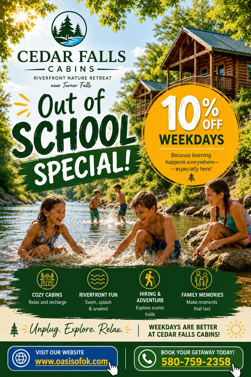 Summer at Cedar Falls Cabins